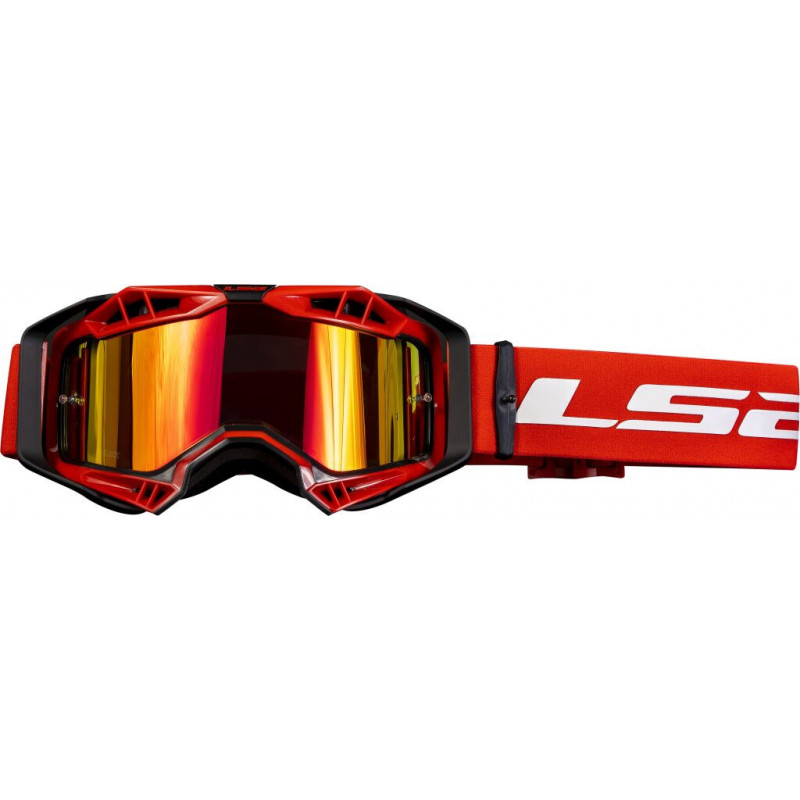 Okuliare na motorku LS2 Aura PRO Goggle S Iridiovým Sklom Červená-Čierna