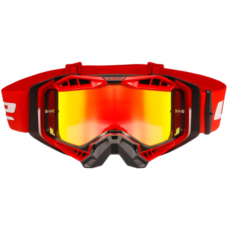 Okuliare na motorku LS2 Aura PRO Goggle S Iridiovým Sklom Červená-Čierna