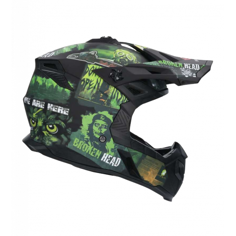 Prilba na motorku Shiro MX-504 Čierno Zelená