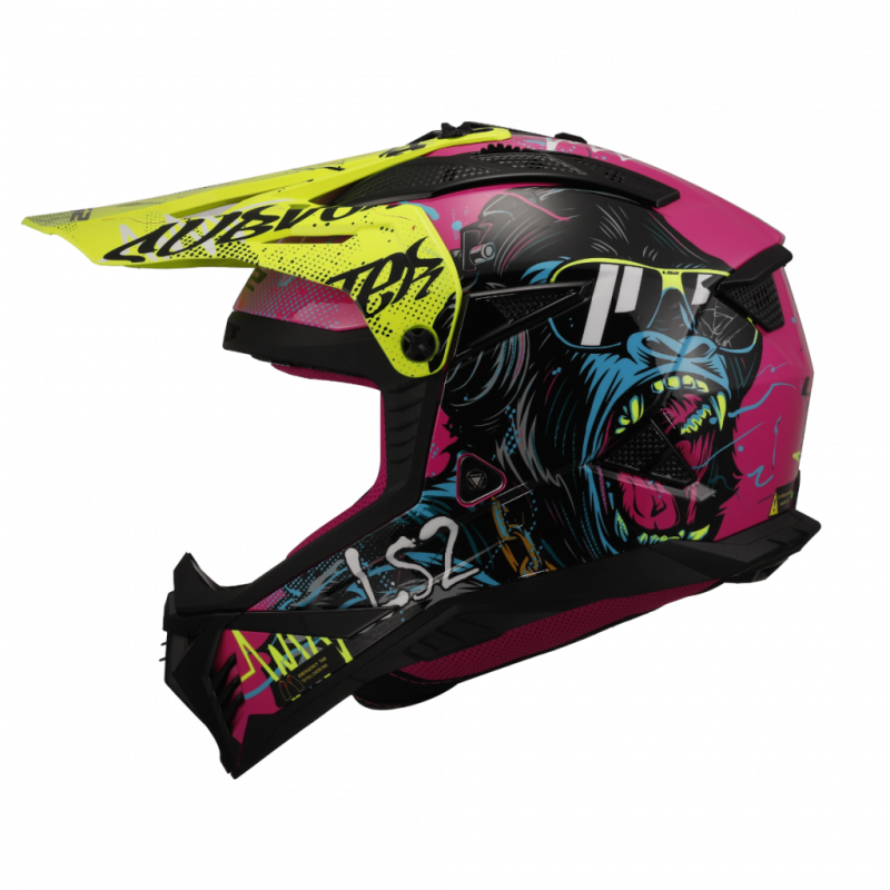 Prilba na motorku LS2 MX708 Fast II Wash Gorilla Fialovo H-V Žltá